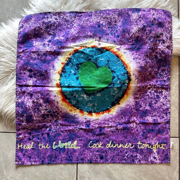 Penzeys Hippie Boho Tie Dye Bandana Wall Art Love Heal the World Cloth Square - Picture 1 of 12
